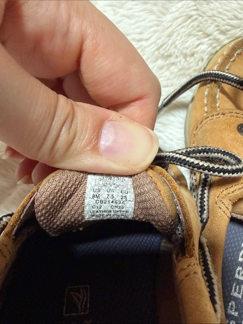 Sperry Kids Suede Moccasins in Tan with Contrast Laces